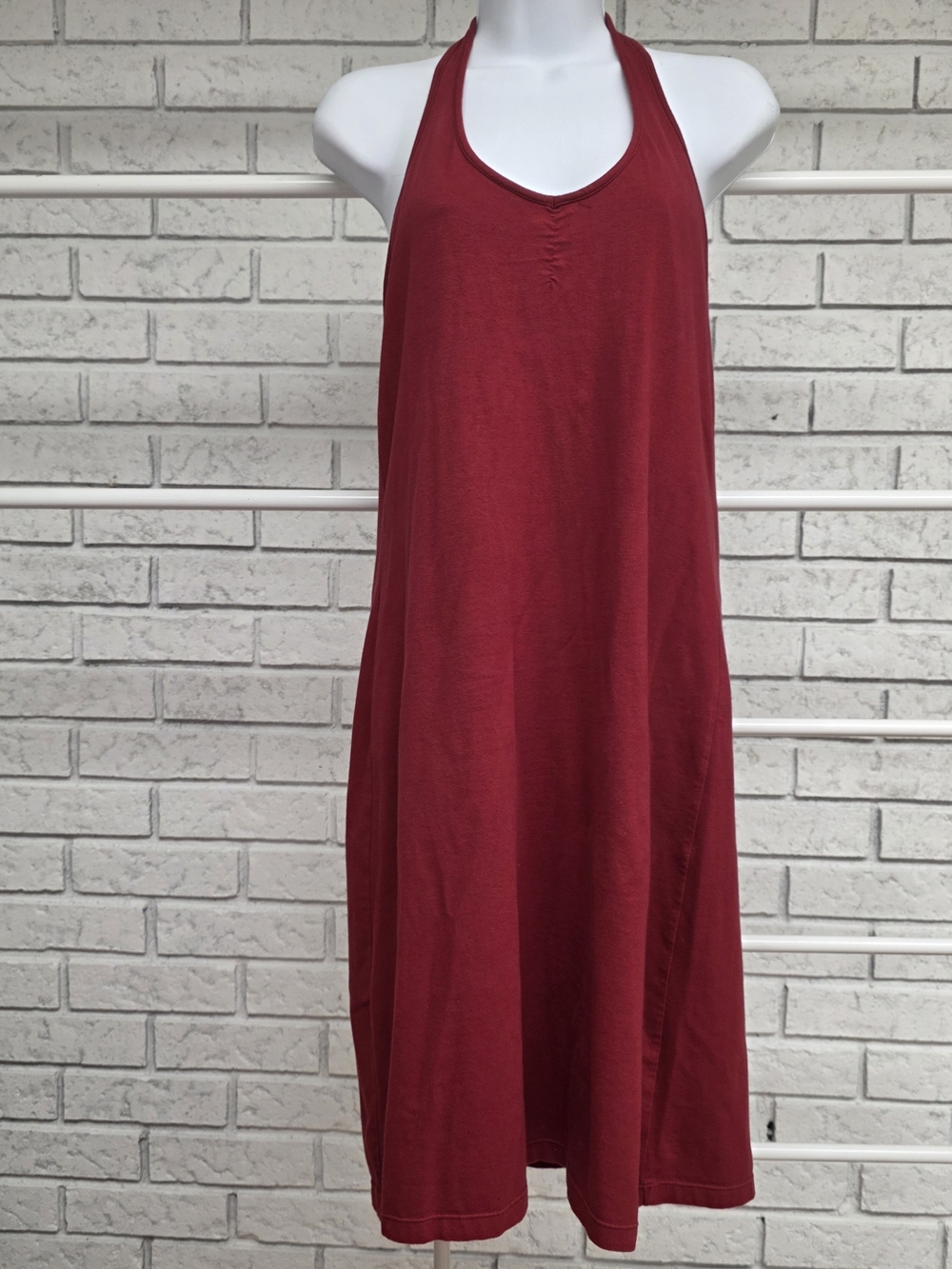 Old Navy Stretch Red Halter Maxi Dress with Built-In Shelf Bra | Women's Medium